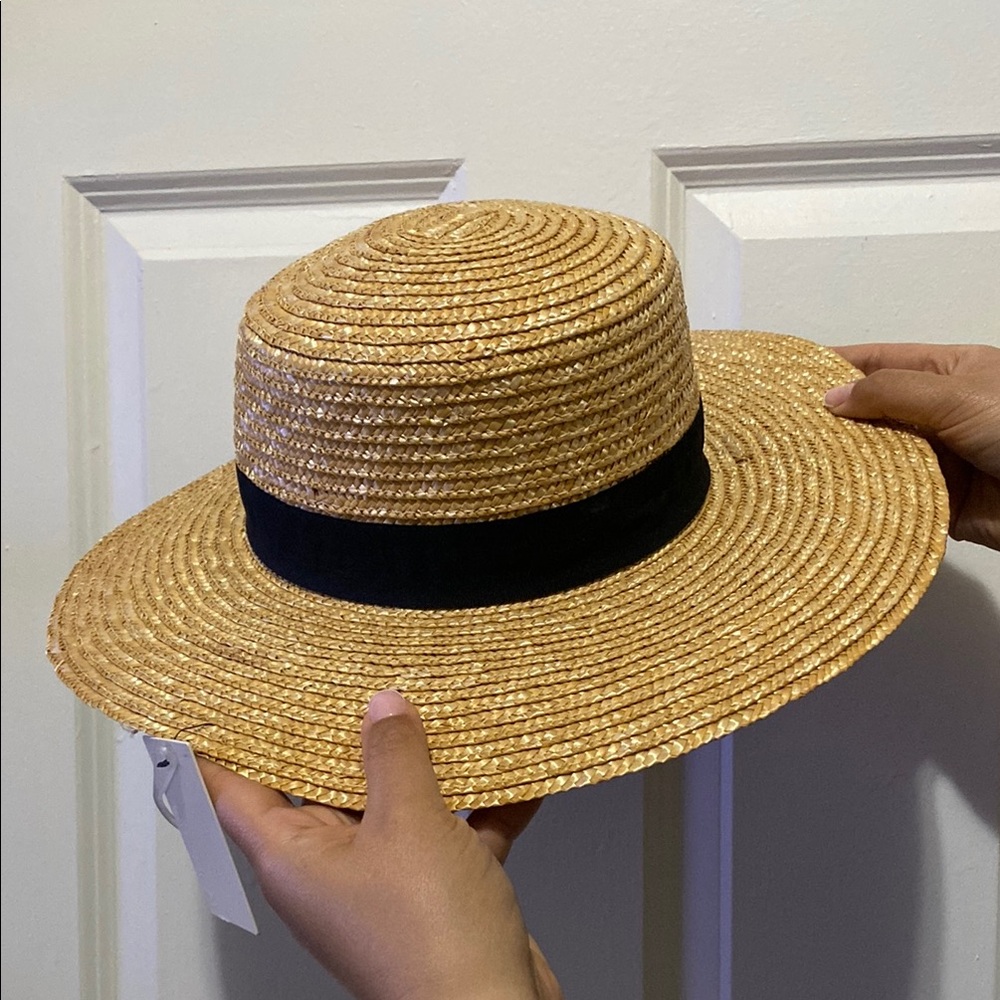 Tan and Black Straw Hat